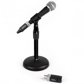 Desktop Wireless Microphone Package with Pure Resonance Audio UC1S Vocal Mic, Plug-On U3 Digital Wireless System and Table Top Stand