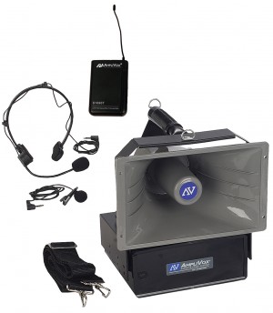 AmpliVox SW610A Wireless Half-Mile Hailer Megaphone with Headworn and Lapel Microphone
