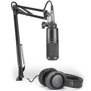 Audio-Technica AT2020PK Streaming/Podcasting Pack with Cardioid Condenser Microphone and ATH-M20x Professional Headphones