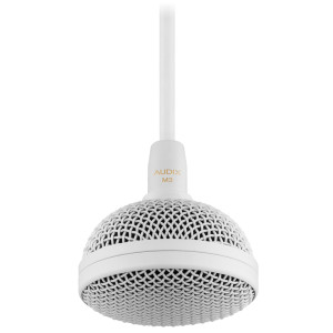 Audix M3W Tri-Element Pre-Polarized Condenser Hypercardioid Hanging Ceiling Microphone with 4' Cable - White