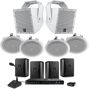 All-Weather Indoor/Outdoor Golf Course and Country Club Sound System with 2-Zone Mixer Amplifier, Bluetooth and Paging Microphone (Discontinued Components)