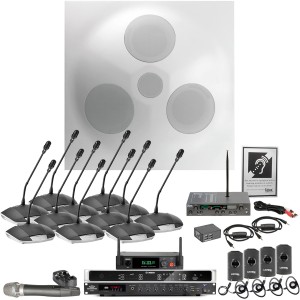 City Council Room Sound System with Premium Ceiling Speaker Array and Bosch Digital Discussion System with Built‑In MP3 USB Recording
