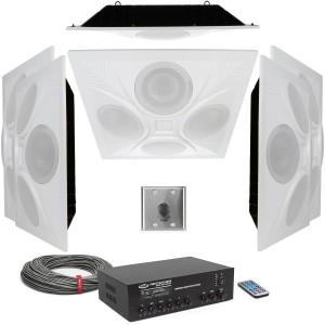 Church Fellowship Hall Sound System with 6 Ceiling Speaker Arrays and Bluetooth Mixer Amplifier