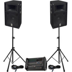 Church Sound System with 2 Yamaha S112V Loudspeakers and Yamaha EMX5 Powered Mixer