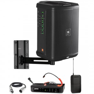 JBL Installed Fitness Sound System with EON One Compact All-In-One Portable Bluetooth PA Speaker and Sweatproof Headworn Microphone