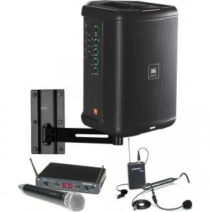 Presentation, Training Room, Education and Classroom Sound System Package with JBL EON One Compact Bluetooth Speaker and Dual-User Wireless Microphones