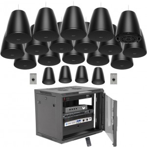 Fitness Center Sound System Package with 20 Bose Pendant Mount Speakers, Crown Power Amplifier and Bluetooth Connectivity