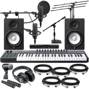 Home Recording Studio Package with 2 Yamaha HS7 Monitors, Presonus Studio 1810c High Definition 18x8 USB-C Audio Interface and an Advanced 49-Key USB MIDI Keyboard Controller