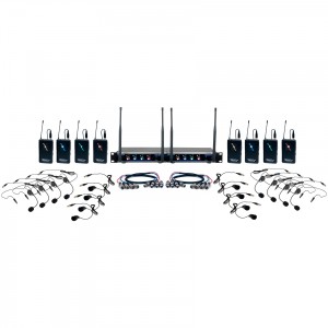 VocoPro Digital-Play-8 Eight-Channel Digital Wireless System with Headsets and Lavalier Microphones