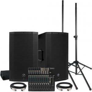 Live Sound System Package with 2 Mackie Thump15A 15" Powered Speakers and 1402VLZ4 14-Channel Mixer