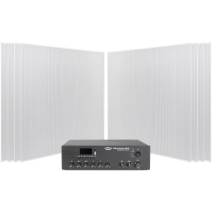 Office Speaker System with 8 SP8 8" Low-Profile Ceiling Tile Speakers and MA120BT 120W Bluetooth Mixer Amplifier