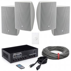 Small Office Sound System Package with 4 Yamaha Surface Mount Speakers and 60W Bluetooth Mixer Amplifier