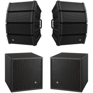 Professional Loudspeaker Package with 2 TOA HX-5 Loudspeakers and 2 FB-120 Subwoofers (Crowds up to 500)