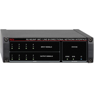RDL RU-MLB4P 4x4 Mic/Line Bi-Directional Dante Network Interface