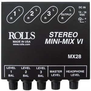 Rolls MX28 3-Channel Stereo Mini-Mix VI Line Mixer