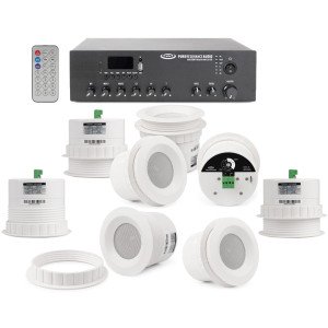 Small Restaurant Sound System with 8 C3 Ceiling Speakers and MA120BT 120W Bluetooth Mixer Amplifier