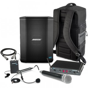 Portable Classroom Sound System Package with Bose S1 Pro, Dual-User Wireless Microphone System and Backpack