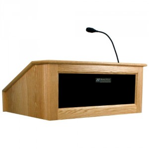 AmpliVox SW3025 Wireless Victoria Tabletop Lectern with Sound System - Natural Oak
