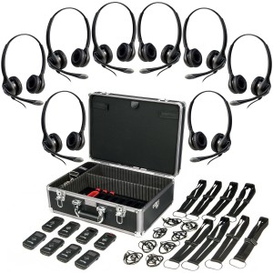Listen Tech 8 Person ListenTALK Event Coordination Wireless Headset System for Moderate Noise Environments
