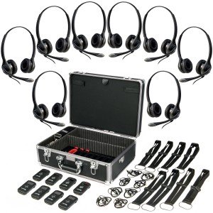 Listen Tech 8 Person ListenTALK Event Coordination Wireless Headset System for Moderate Noise Environments