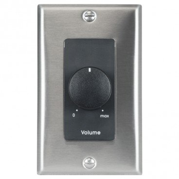 Lowell 100LVC-DSB 100W 100/70/25V Single-Gang Decora Volume Control - Stainless Steel and Black