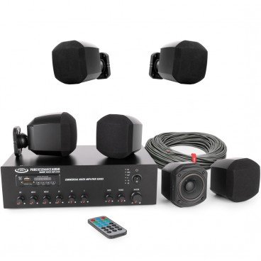 Retail Store Sound System with 6 Pure Resonance Audio S3 Micro Surface Mount Speakers and 60W Bluetooth Mixer