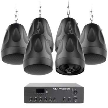 Small Restaurant Sound System with 6 PD4 Pendant Speakers and MA120BT 120W Bluetooth Mixer Amplifier