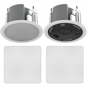 Atlas Sound FAP43T-WEGS 4.5" Strategy III Series Coaxial In-Ceiling Loudspeaker with 32W 70V 100V Transformer and White Edgeless Square Grille - Pair