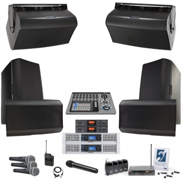 QSC Auditorium Sound System with AcousticDesign Speakers TouchMix-16 Digital Mixer and GXD 4 Power Amplifiers