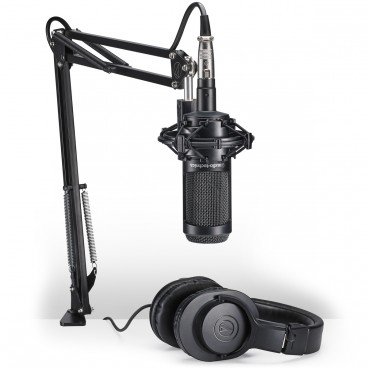 Audio-Technica AT2035PK Streaming/Podcasting Pack with Cardioid Condenser Microphone and ATH-M20x Professional Headphones