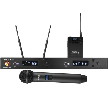 Audix AP62 C2BP Dual Channel Wireless Microphone System with R62 Receiver, H60/OM2 Handheld Microphone and B60 Bodypack