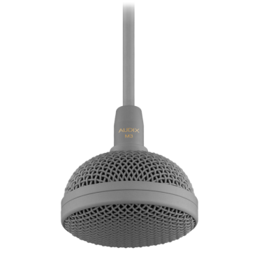 Audix M3G Tri-Element Pre-Polarized Condenser Hypercardioid Hanging Ceiling Microphone with 4' Cable - Gray