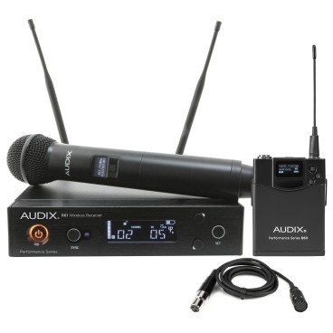Audix AP61 OM2 L10 Wireless Microphone System Combo with R61 Diversity Receiver, H60/OM2 Handheld Transmitter and B60 Bodypack Transmitter with ADX10 Lavalier Microphone