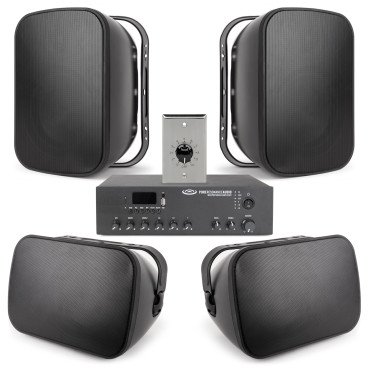 Background Music Speaker System with 6.5-inch Premium Speakers, 120W Mixer Amp and Volume Control 