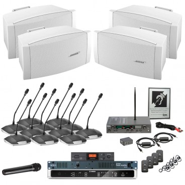 City Council Room Sound System with 4 Bose Surface Mount Speakers Bosch Digital Discussion System and Built-in MP3 USB Recording