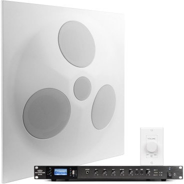 Audio Conference System with an SD5 SuperDispersion Ceiling Tile Speaker Array, RMA120BT 120W Rack Mount Mixer Amplifier and VC100W Volume Control
