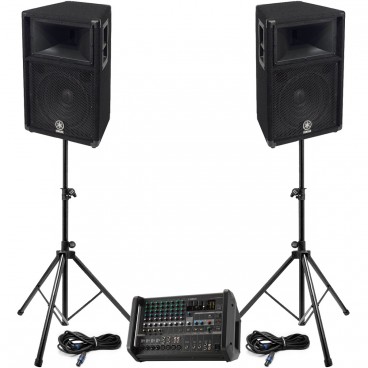 Church Sound System with 2 Yamaha S112V Loudspeakers and Yamaha EMX5 Powered Mixer