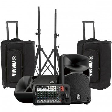 Portable Church Sound System with Yamaha Bluetooth PA System with Stands and Portable Cases