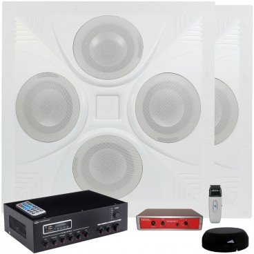 Classroom Sound System with 2 SD4 Ceiling Speaker Arrays MA30BT Bluetooth Amplifier and TeachLogic Voicelink I System
