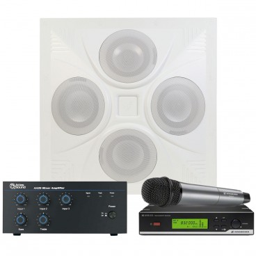 Wireless Classroom Sound System with Ceiling Speaker, AA35 Atlas Sound Mixer Amplifier and Sennheiser Wireless Microphone