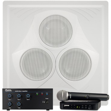 Wireless Classroom Sound System with Vector Ceiling Speaker Atlas Sound AA35 Mixer Amplifier and Shure Wireless Microphone