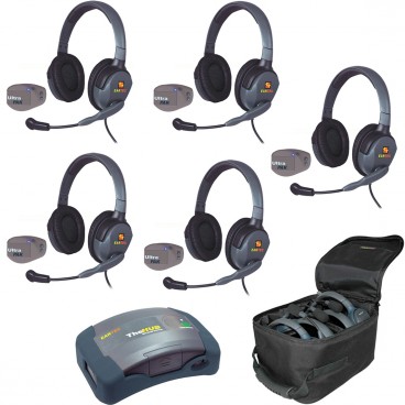 Eartec UPMX4GD5 UltraPAK 5-Person Wireless Intercom System with Max4G Double Headsets