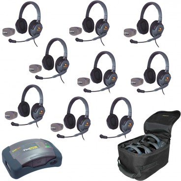 Eartec UPMX4GD9 UltraPAK 9-Person Wireless Intercom System with Max4G Double Headsets