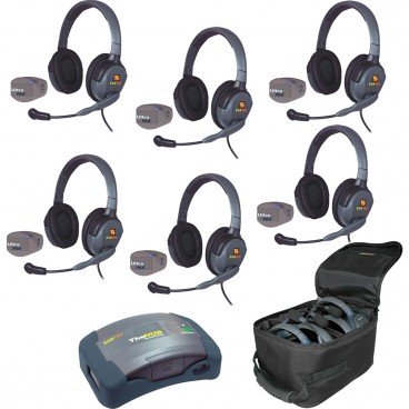 Eartec UPMX4GD6 UltraPAK 6-Person Wireless Intercom System with Max4G Double Headsets