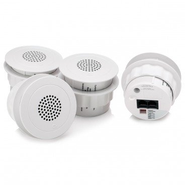Cambridge Qt Emitters Sound Masking Speakers (4 Pack with 16ft RJ45 UTP Cables) Plenum-Rated UL 2043 Listed - White