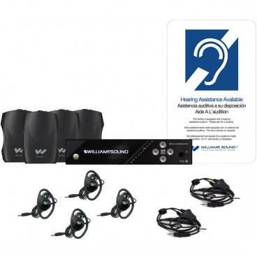 Williams Sound FM 557 FM+ Large Area Assistive Listening System for both FM and Wi-Fi Transmission (4 Receivers)
