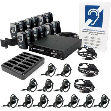 Williams Sound FM 558-12 PRO FM Plus Large Area Dual FM and Wi-Fi Assistive Listening System with Rack Panel Kit (12 Receivers)