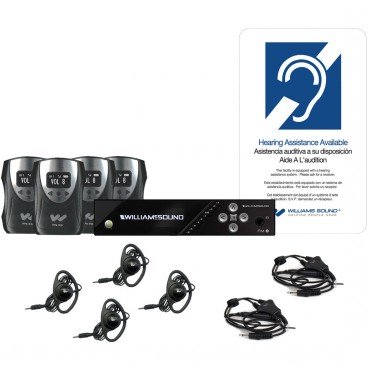 Williams Sound FM 558 FM Plus Large Area Dual FM and Wi-Fi Assistive Listening System (4 Receivers)