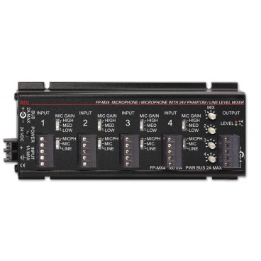 RDL FP-MX4 4-Channel Microphone and Line Audio Mixer with Phantom Power 