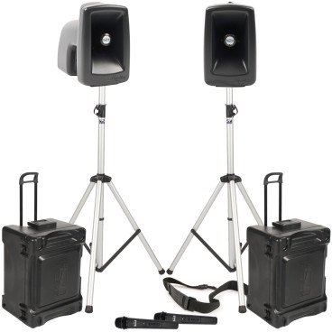 Outdoor Portable Fitness Training Sound System for Instruction and Events with Choice of 2 Wireless Microphones 
